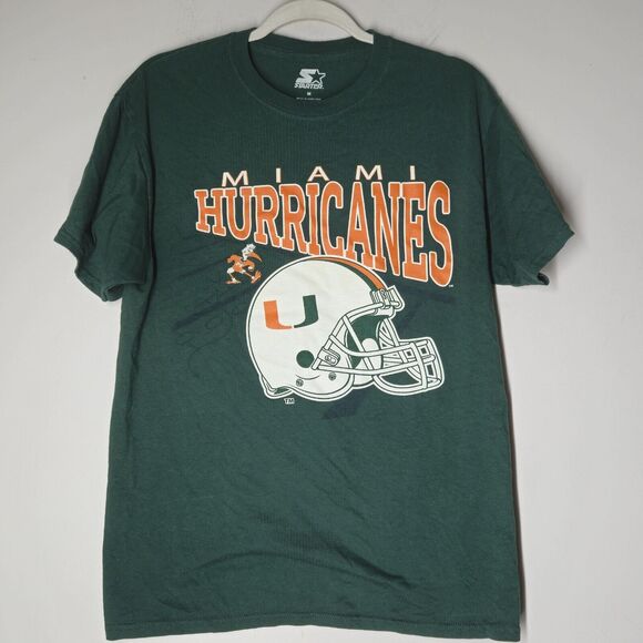 Miami Hurricane TEE T Shirt Mens M Logo Starter Football Helmet Logo - Picture 1 of 5
